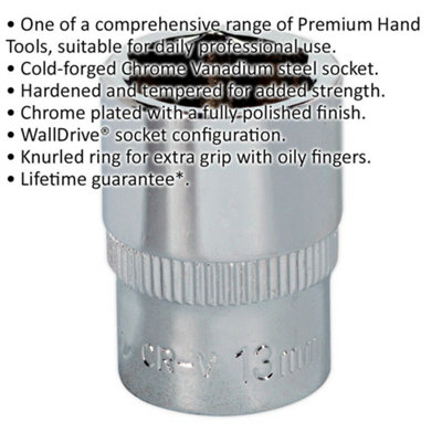 13mm Forged Steel Drive Socket - Durable 1/4 Inch Square Drive Tool