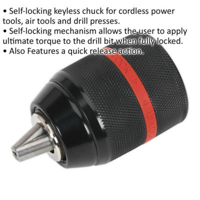 13mm Keyless Drill Chuck - Auto Locking - 1/2