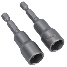 13mm Magnetic Power Nut Setter Socket Driver with 1/4in Hex Shank 2pc Set