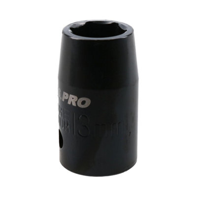 13mm Shallow Impact Socket 1/2" Drive 6 Point 36mm Length Chrome Vanadium Steel