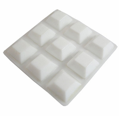 13mm White Square Adhesive Vinyl Bumper Pads, Pack of 9 Rubber Furniture Feet for Doors, Furniture & Kitchen Appliances
