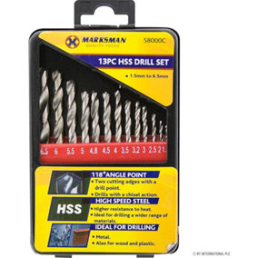 13pc Hss Drill Bits 1.5mm-6.5mm Titanium Set Case Quality Metal Wood Plastic