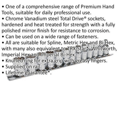 13pc UNIVERSAL Metric Socket Set - 1/4" Sq - TOTAL DRIVE Fits Most Fasteners