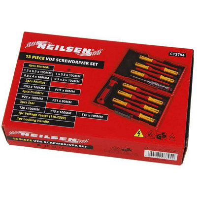 13pc VDE Screwdriver Set 1000v Insulated GS/TUV Approved (Neilsen CT3794
