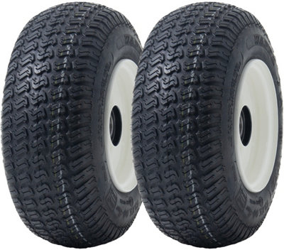 13x5.00-6 Grass Lawnmower Tyres & Rims Wanda P332, 25mm 6205 Bearings (Set of 2)