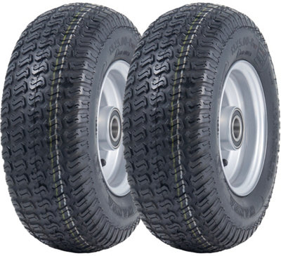 13x5.00-6 Grass Lawnmower Tyres & Rims Wanda P332- 25mm 6205 Bearings (Set of 2)