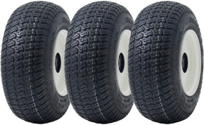 13x5.00-6 Grass Lawnmower Tyres & Rims Wanda P332, 25mm 6205 Bearings (Set of 3)