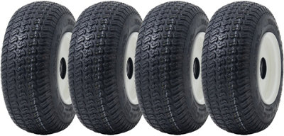 13x5.00-6 Grass Lawnmower Tyres & Rims Wanda P332, 25mm 6205 Bearings (Set of 4)