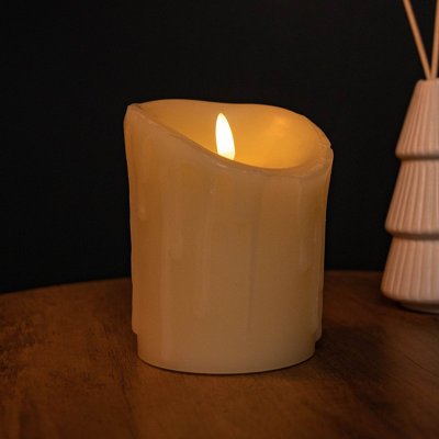 13x9cm Battery Operated Realistic Candle with Melted Effect & Dancing ...