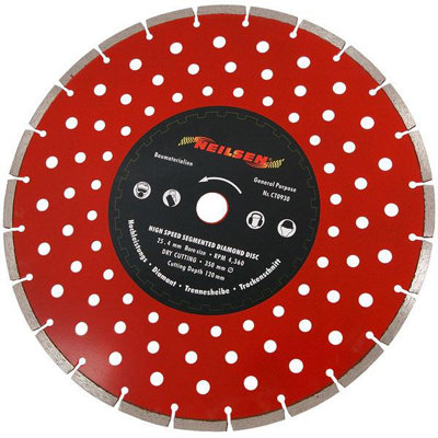 14" 350mm 25.4mm Centre Diamond Cutting Disc With Holes, Silent Cut (CT0930)