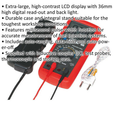 14 Function Digital Automotive Analyzer with LCD Display and Inductive Coupler