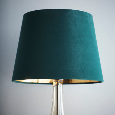 14" Green Velvet Empire Tapered Shade Gold Innet