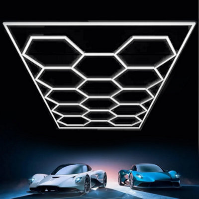 14 Grid Hexagon LED Honeycomb Garage Light Kit,110-120lm 6500K White ...