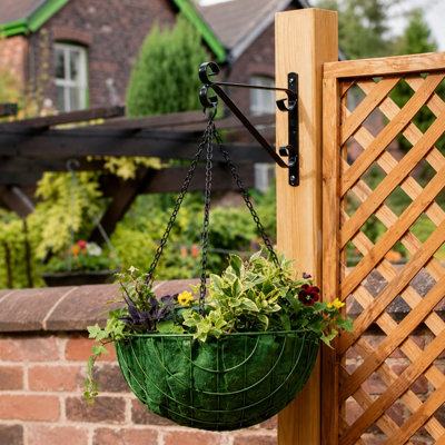 14 Inch Hanging Basket Bracket Black Steel Bracket For Baskets Feeders Lanterns