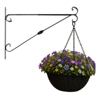 14 Inch Hanging Basket Bracket Black Steel Bracket For Baskets Feeders Lanterns