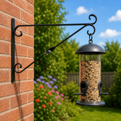 14 Inch Hanging Basket Bracket Black Steel Bracket For Baskets Feeders Lanterns