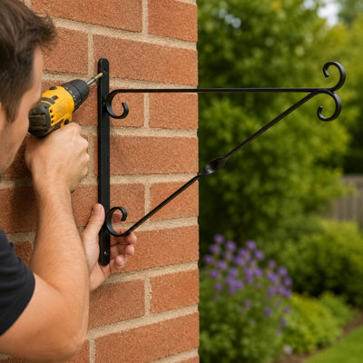 14 Inch Hanging Basket Bracket Black Steel Bracket For Baskets Feeders Lanterns