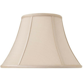 14" Inch Luxury Bowed Tapered Lamp Shade Traditional Oyster Silk Fabric & White