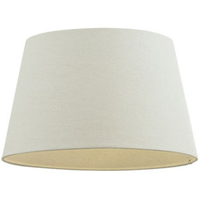 14" Inch Round Tapered Drum Lamp Shade Ivory Linen Fabric Cover Simple Elegant