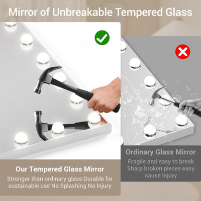 14 LED Bulbs Vanity Mirror with Lights, ,3 Color Lights, 60cm x 52cm