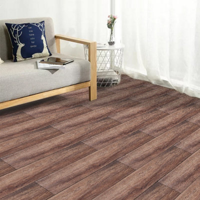 14 PCS Wood Effect Vinyl Floor Tiles with Interlocking Design, Wood Grain SPC Vinyl Flooring Pack, Covers 3.12 m²