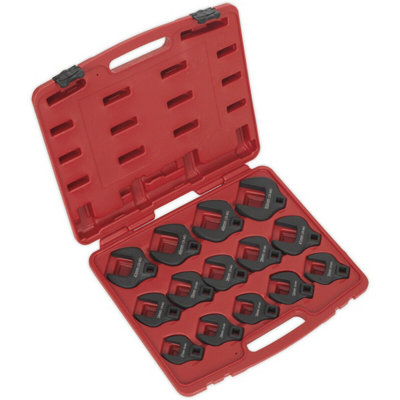14-Piece Crows Foot Nut Spanner Socket Set with 1/2-Inch Drive - Phosphate Coating for Durability