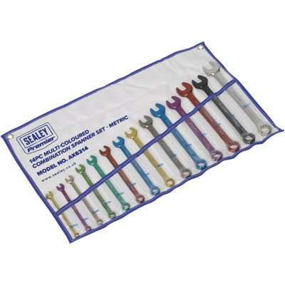 14-Piece Multi-Color Combination Spanner Set - Metric 12-Point Socket ...