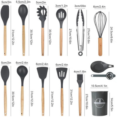 14-Piece Silicone Kitchen Utensil Set and Nonstick Spatulas