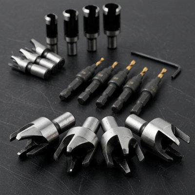 14 Pieces 2 set Countersink Drill Bit and Wood Plug Cutter Set ...