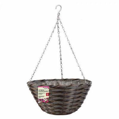 14'' Pinto Faux Rattan Hanging Basket