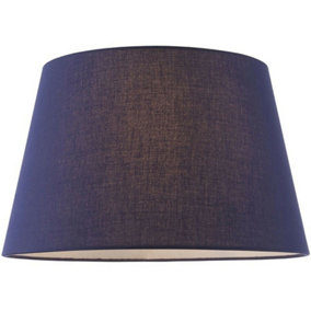 14" Round Tapered Lamp Shade Navy Blue Cotton Fabric Modern Simple Light Cover