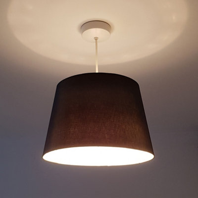 14" Satin Drum Ceiling Table Lamp Shade - Black