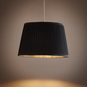 14" Shantung Pleat Light Shade Ceiling Table Lampshade Black