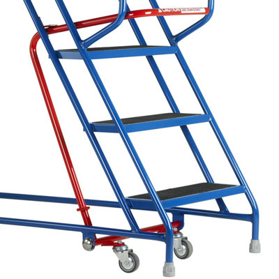 14 Tread Mobile Warehouse Stairs Punched Steps 4.5m EN131 7 BLUE Safety Ladder