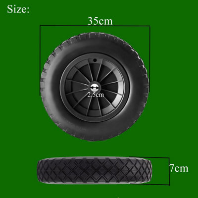 14" Wheelbarrow Wheel Replacement Heavy Duty PU Puncture Proof Garden Trolley - 4