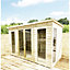 14 x 10 Pressure Treated T&G Pent Wooden Summerhouse + Double Doors & Lock + Windows (14' x 10' / 14ft x 10ft) (14x10)