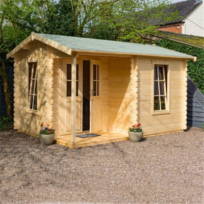 14 x 11 Home Office Apex Log Cabin (28mm Wall Thickness)