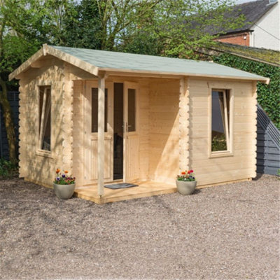 14 x 11 Home Office Apex Log Cabin (28mm Wall Thickness)