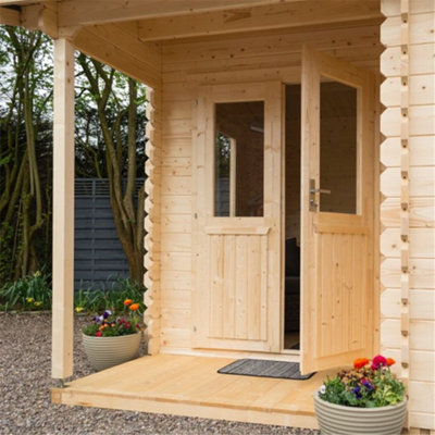 14 x 11 Home Office Apex Log Cabin (28mm Wall Thickness)