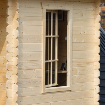 14 x 11 Home Office Apex Log Cabin (28mm Wall Thickness) - 5