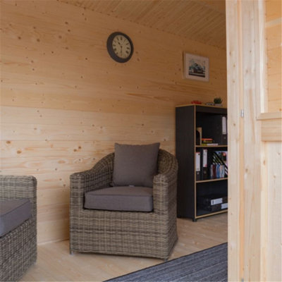 14 x 11 Home Office Apex Log Cabin (28mm Wall Thickness) - 7