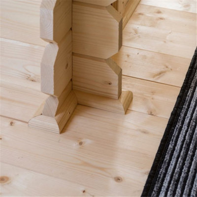 14 x 11 Home Office Apex Log Cabin (28mm Wall Thickness) - 8