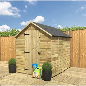 14 x 4 Pressure Treated Tongue And Groove Single Door Apex Wooden Garden Shed (14' x 4') / (14ft x 4ft) (14x4)