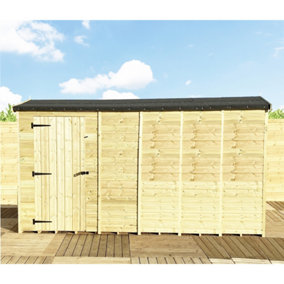 14 x 4 REVERSE Pressure Treated T&G Single Door Apex Wooden Garden Shed (14' x 4') / (14ft x 4ft) (14x4)