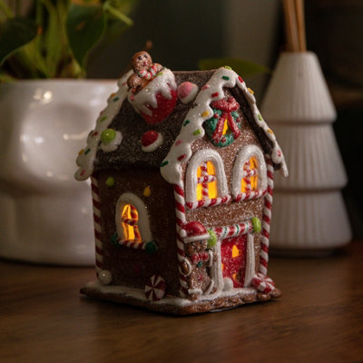 140 Battery Operated Light up Gingerbread Candy Cottage with Warm White LEDs - 3