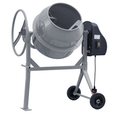 140 L Grey Electric Portable Cement Concrete Mixer with Wheels