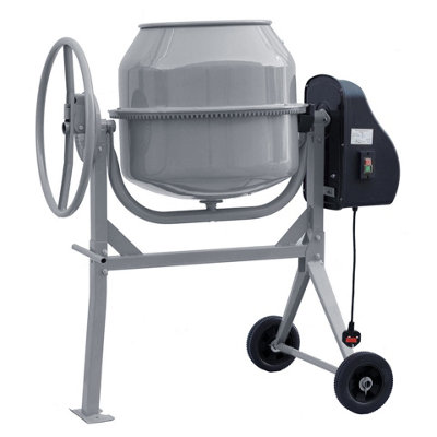140 L Grey Electric Portable Cement Concrete Mixer with Wheels