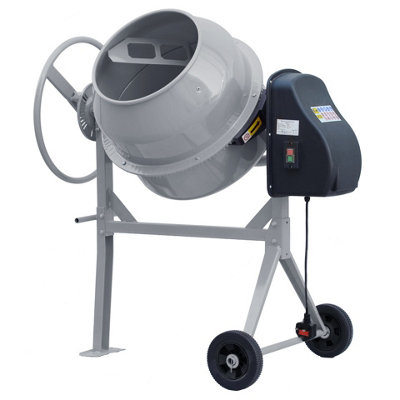 140 L Grey Electric Portable Cement Concrete Mixer with Wheels - 3