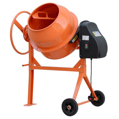 140 L Orange Electric Portable Cement Concrete Mixer with Wheels