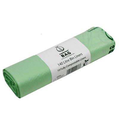 140 Litre Compost Bag Compostable Bin Liners (Small Wheelie Bins) - 1 Roll